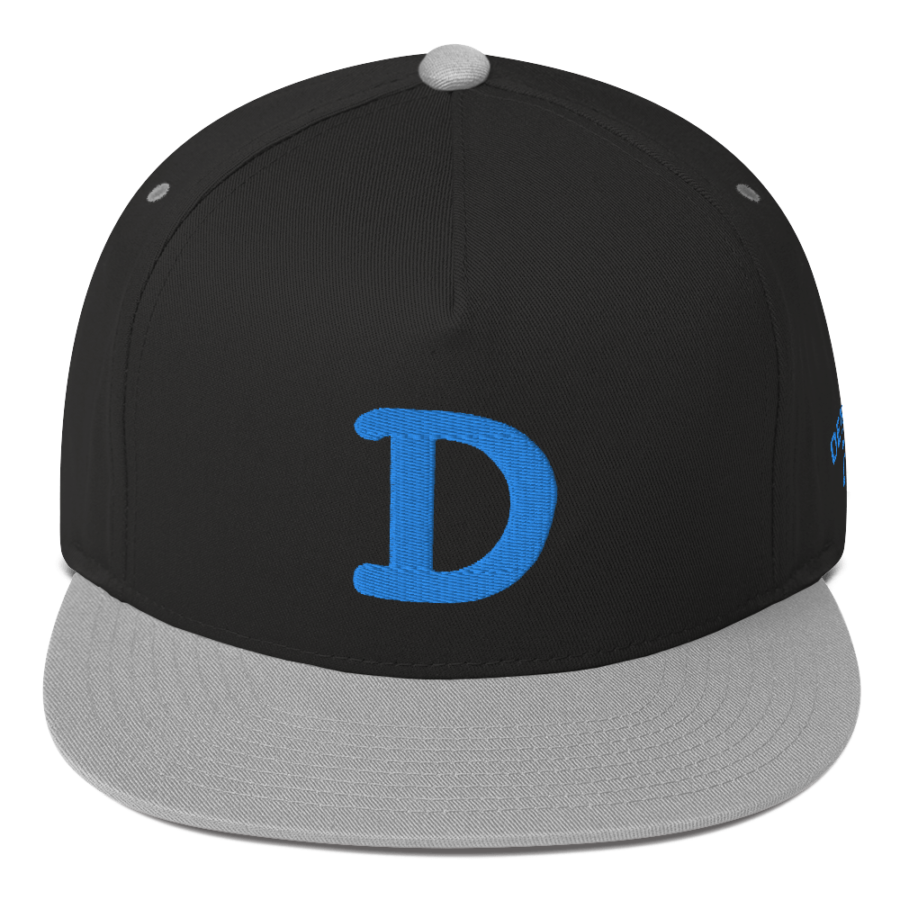 Detroit 'Old French D' Flat Bill Snapback (w/ Side Design) | Azure Embroidery