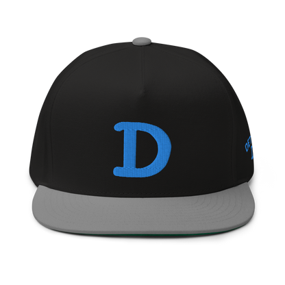 Detroit 'Old French D' Flat Bill Snapback (w/ Side Design) | Azure Embroidery