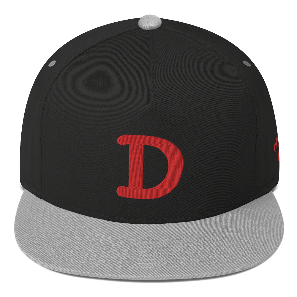 Detroit 'Old French D' Flat Bill Snapback (w/ Side Design) | Red Embroidery