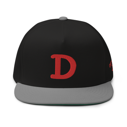 Detroit 'Old French D' Flat Bill Snapback (w/ Side Design) | Red Embroidery