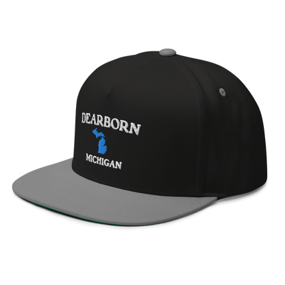 'Dearborn Michigan' Flat Bill Snapback (w/ Michigan Outline)