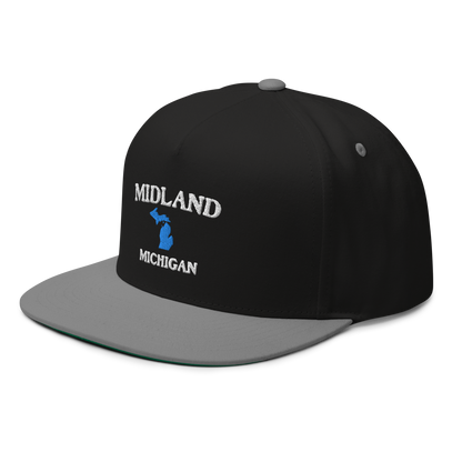 'Midland Michigan' Flat Bill Snapback (w/ Michigan Outline)