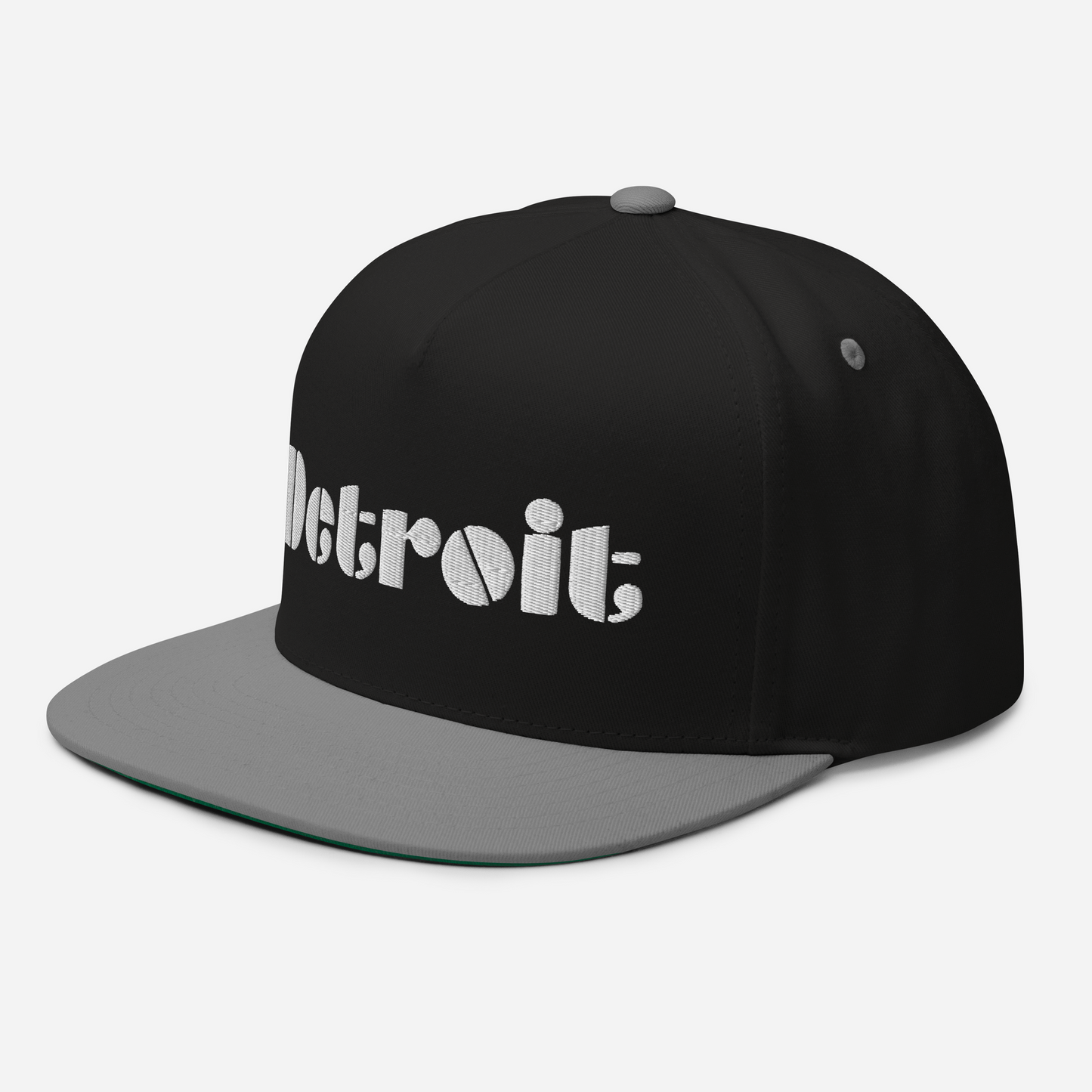 'Detroit' Flat Bill Snapback | White/Black Embridery