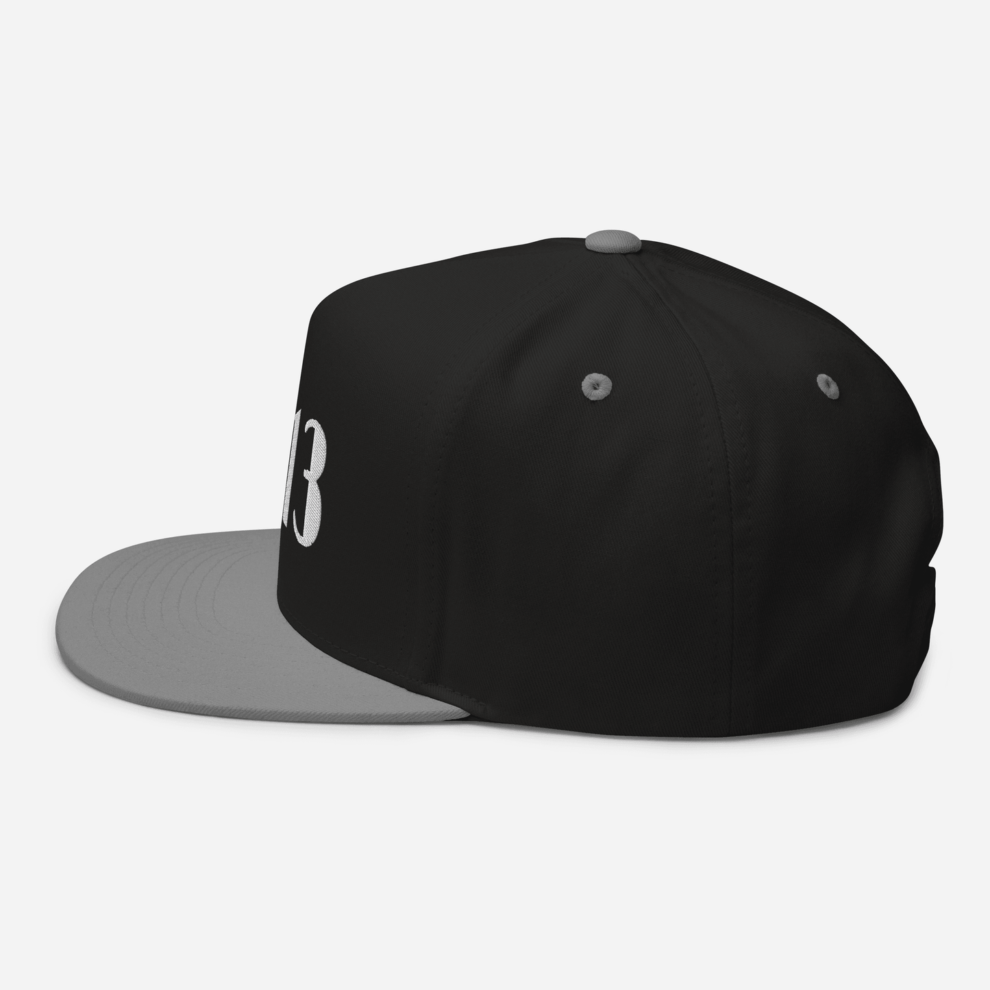 Detroit '313' Flat Bill Cap (Art Deco Font) | White/Black Embroidery - Circumspice Michigan