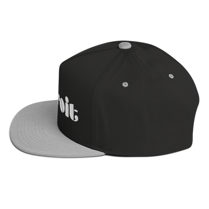 'Detroit' Flat Bill Snapback | White/Black Embridery