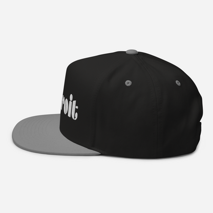 'Detroit' Flat Bill Snapback | White/Black Embridery