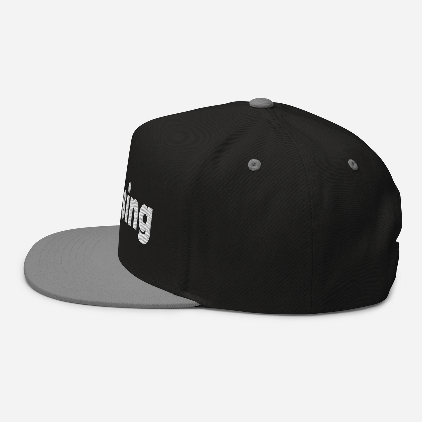 'Lansing' Flat Bill Snapback | White/Black Embroidery