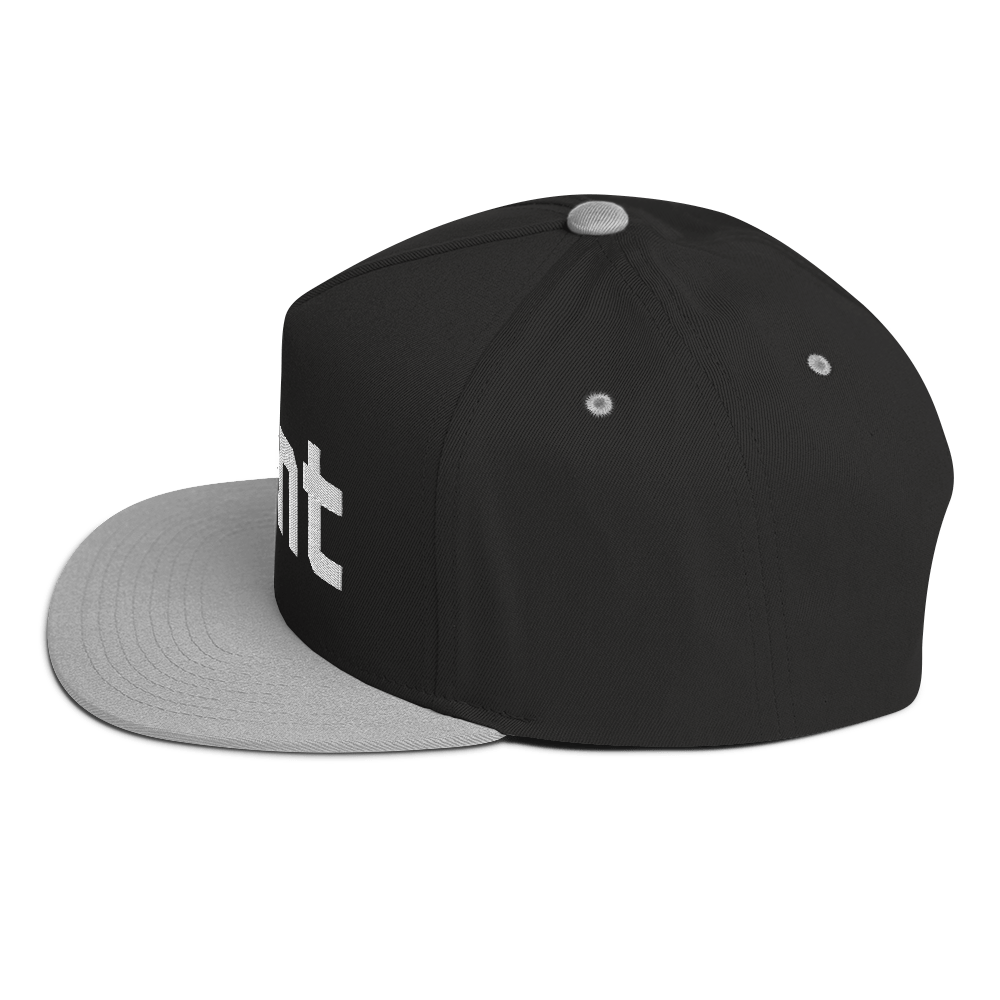 'Flint' Flat Bill Snapback | White/Black Embroidery