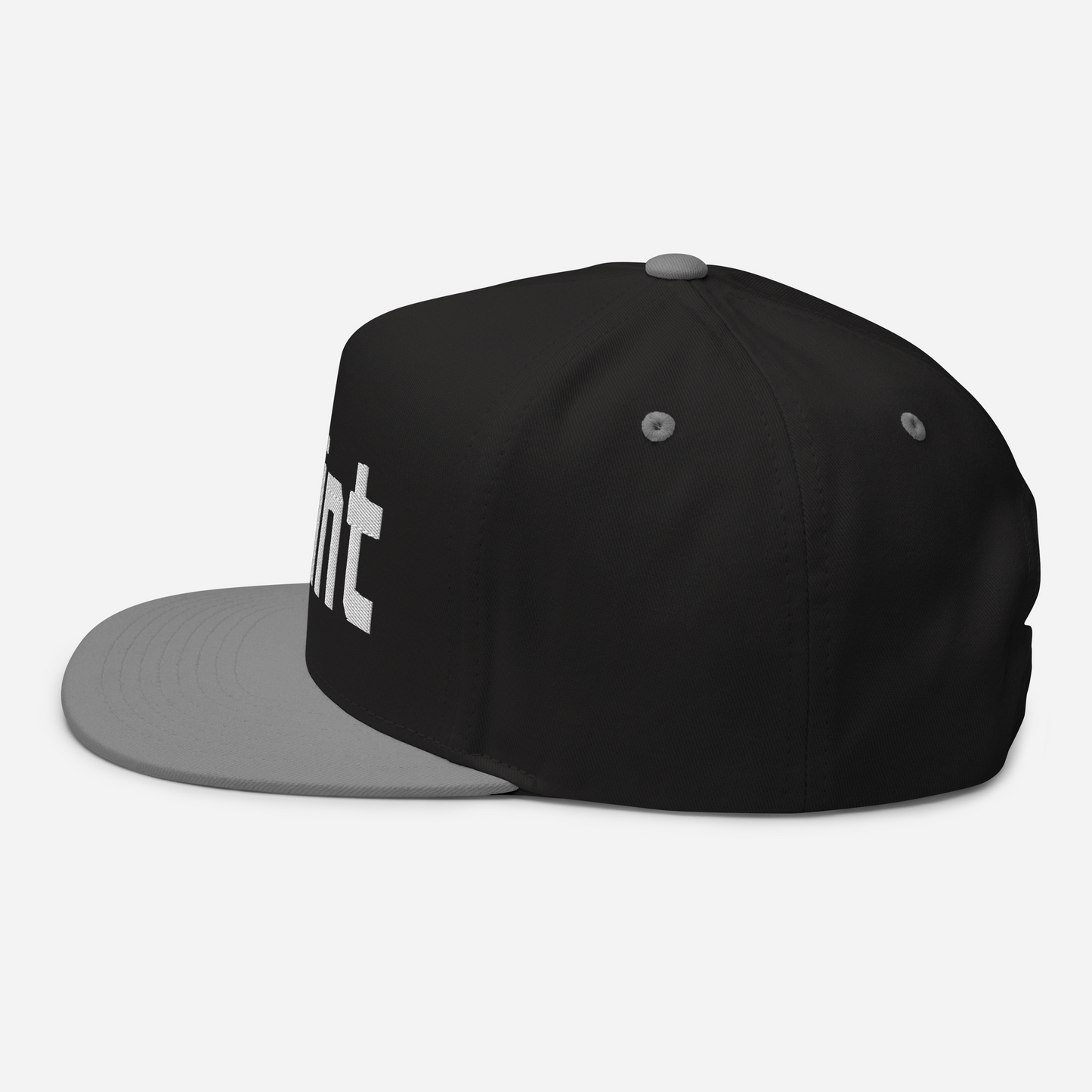 'Flint' Flat Bill Snapback | White/Black Embroidery