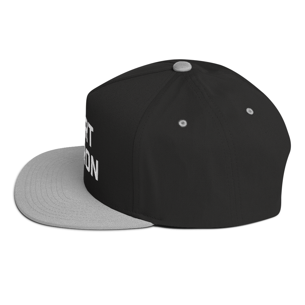 'Port Huron' Flat Bill Snapback | White/Black Embroidery