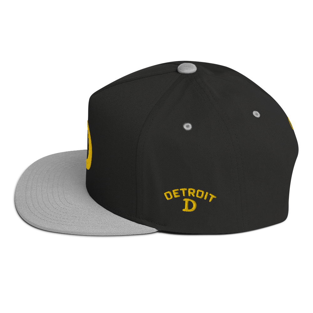 Detroit 'Old French D' Flat Bill Snapback (w/ Side Design) | Gold Embroidery