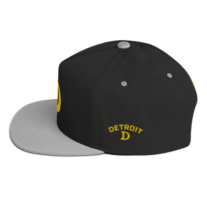 Detroit 'Old French D' Flat Bill Snapback (w/ Side Design) | Gold Embroidery