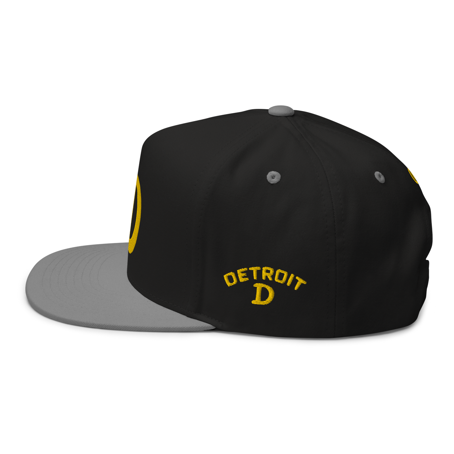 Detroit 'Old French D' Flat Bill Snapback (w/ Side Design) | Gold Embroidery