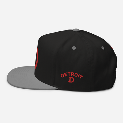 Detroit 'Old French D' Flat Bill Snapback (w/ Side Design) | Red Embroidery