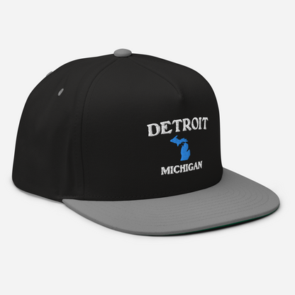 'Detroit Michigan' Flat Bill Snapback Cap (w/ Michigan Outline)