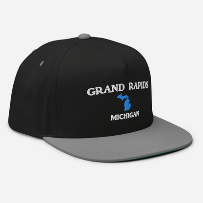 'Grand Rapids Michigan' Flat Bill Snapback Cap (w/ Michigan Outline)