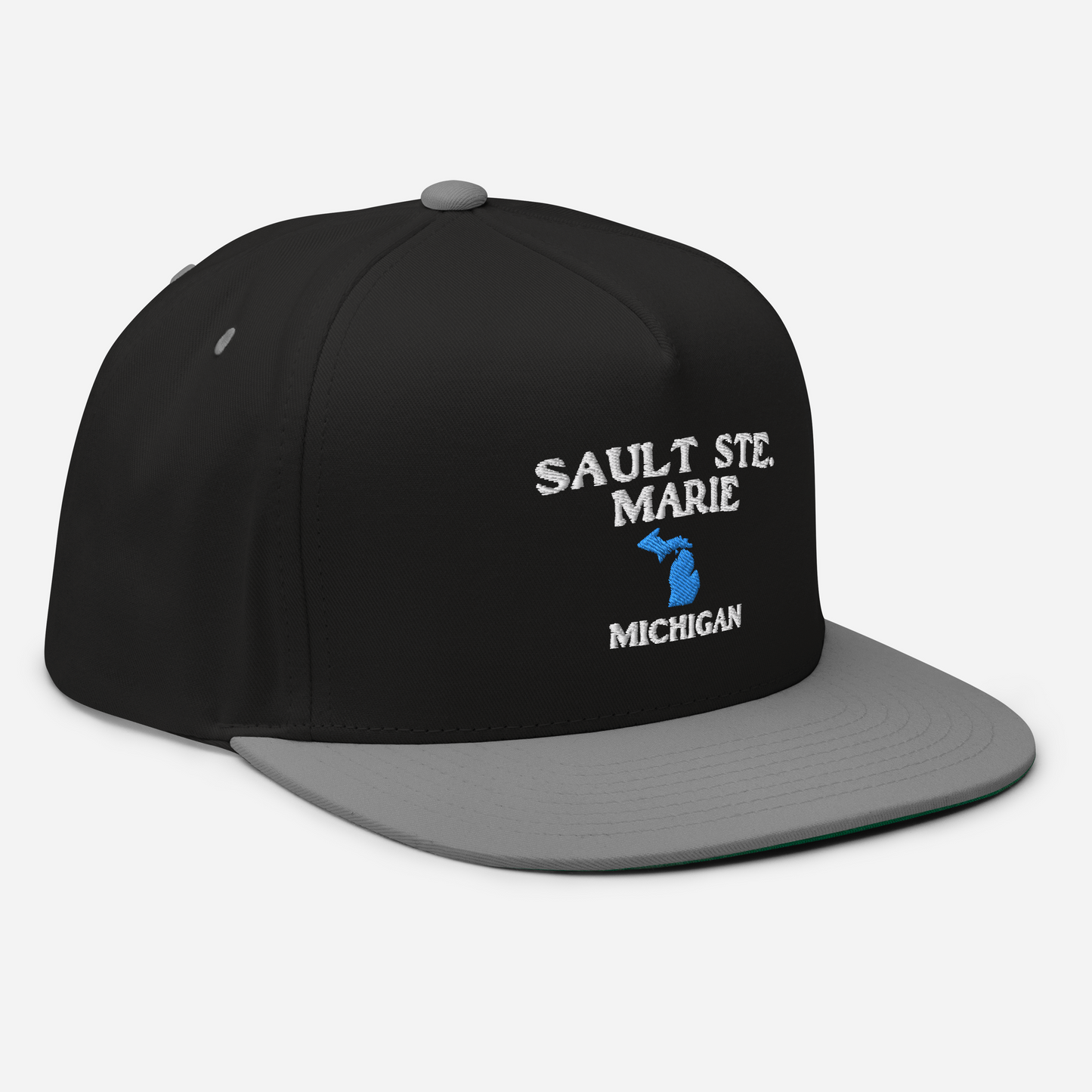 'Sault Ste. Marie' Flat Bill Snapback (w/ Michigan Outline)