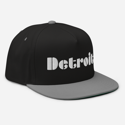 'Detroit' Flat Bill Snapback | White/Black Embridery