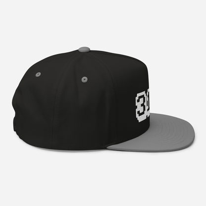 Detroit '313' Flat Bill Cap (Arcade Font) | White/Black Embroidery - Circumspice Michigan