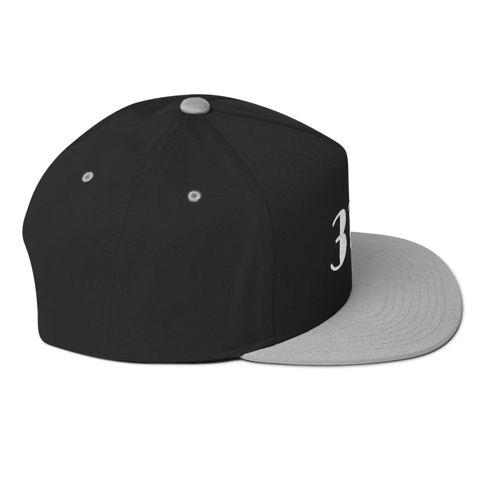 Detroit '313' Flat Bill Cap (Art Deco Font) | White/Black Embroidery - Circumspice Michigan