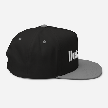 'Detroit' Flat Bill Snapback | White/Black Embridery