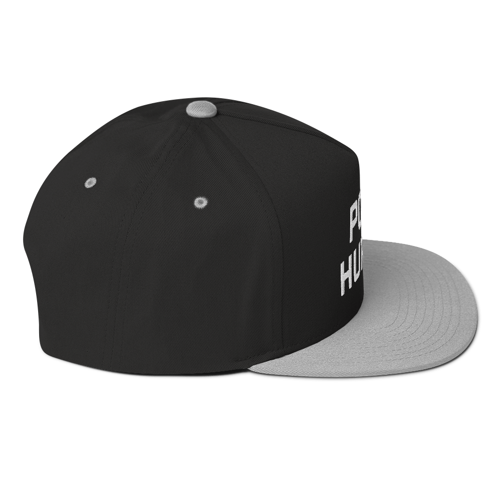 'Port Huron' Flat Bill Snapback | White/Black Embroidery