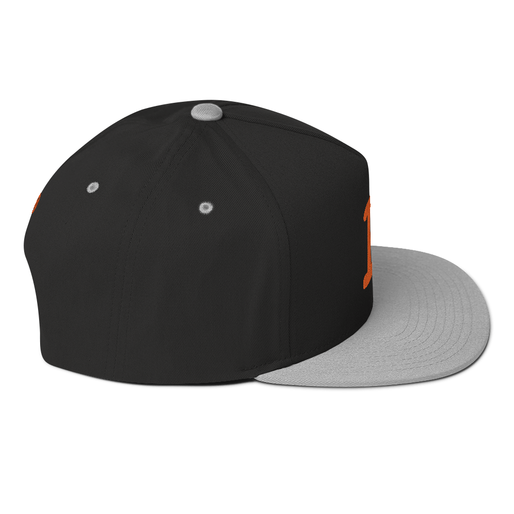 Detroit 'Old French D' Flat Bill Snapback (w/ Side Design) | Orange Embroidery