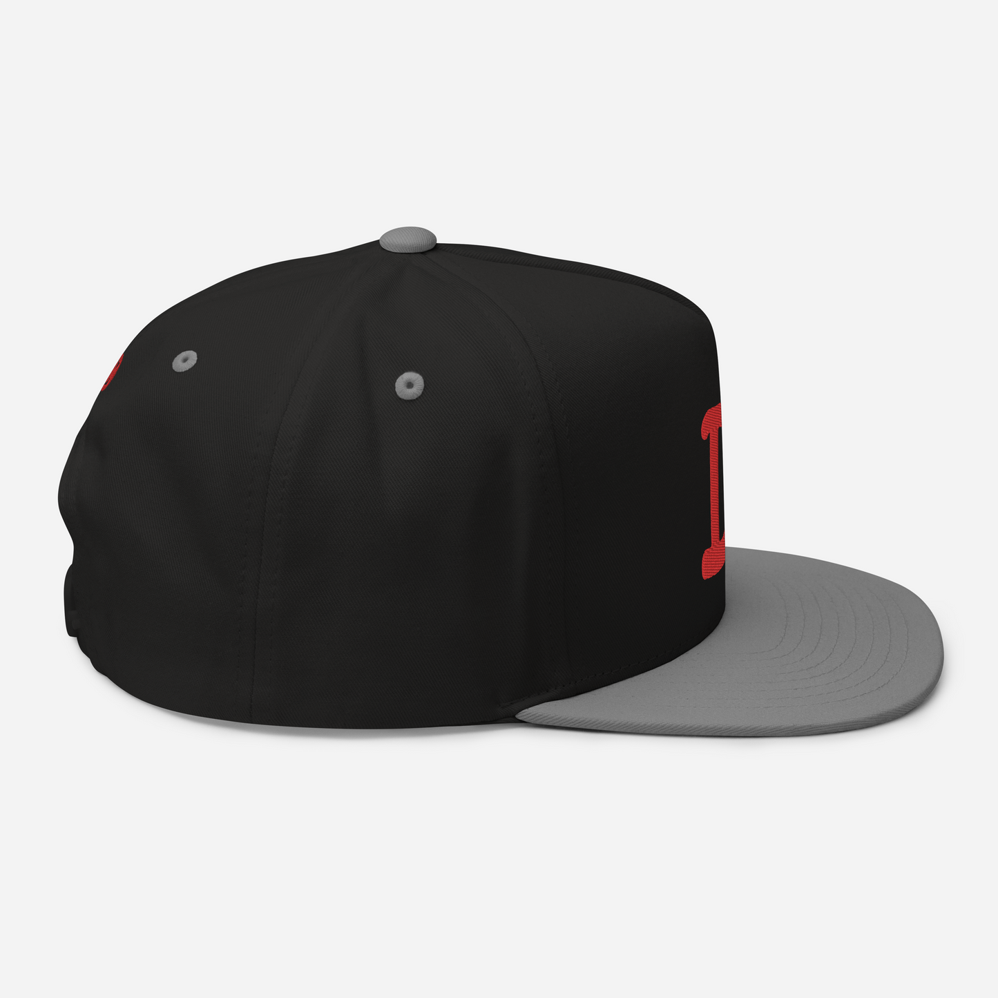 Detroit 'Old French D' Flat Bill Snapback (w/ Side Design) | Red Embroidery