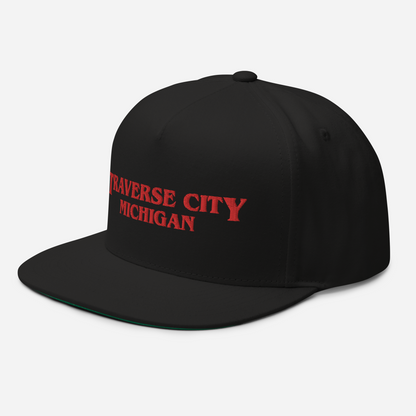 'Traverse City Michigan' Flat Bill Snapback (1980s Drama Parody)