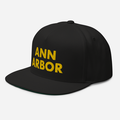 'Ann Arbor' Flat Bill Snapback | Gold Embroidery