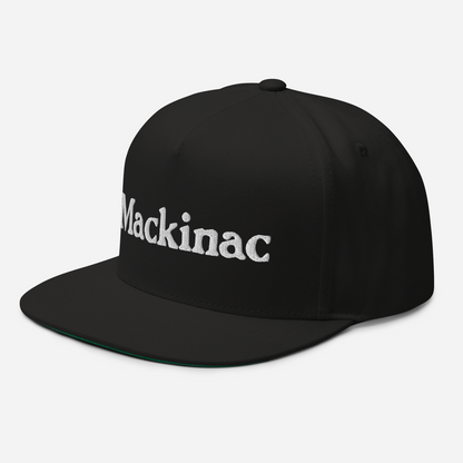 'Mackinac' Flat Bill Cap | White/Black Embroidery