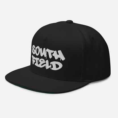 'Southfield' Flat Bill Snapback | White/Black Embroidery