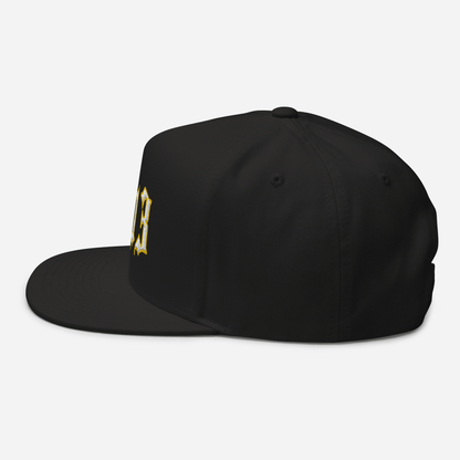 Detroit '313' Flat Bill Cap (Old English Font) | White/Gold Embroidery - Circumspice Michigan