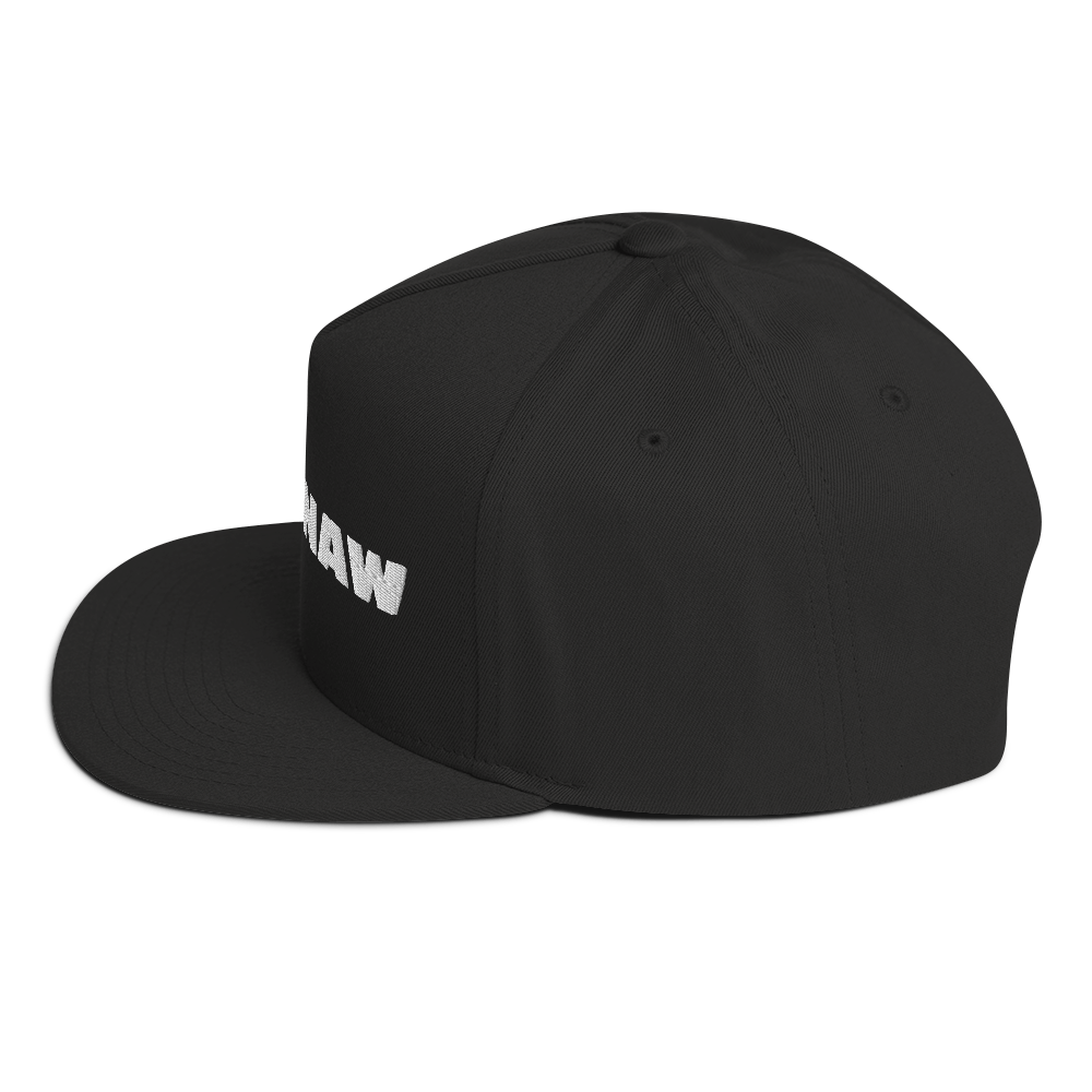 'Saginaw' Flat Bill Snapback | White/Black Embroidery