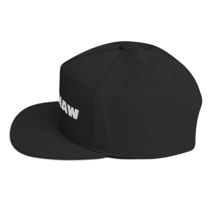 'Saginaw' Flat Bill Snapback | White/Black Embroidery