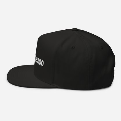 'Kalamazoo' Flat Bill Snapback | White/Black Embroidery