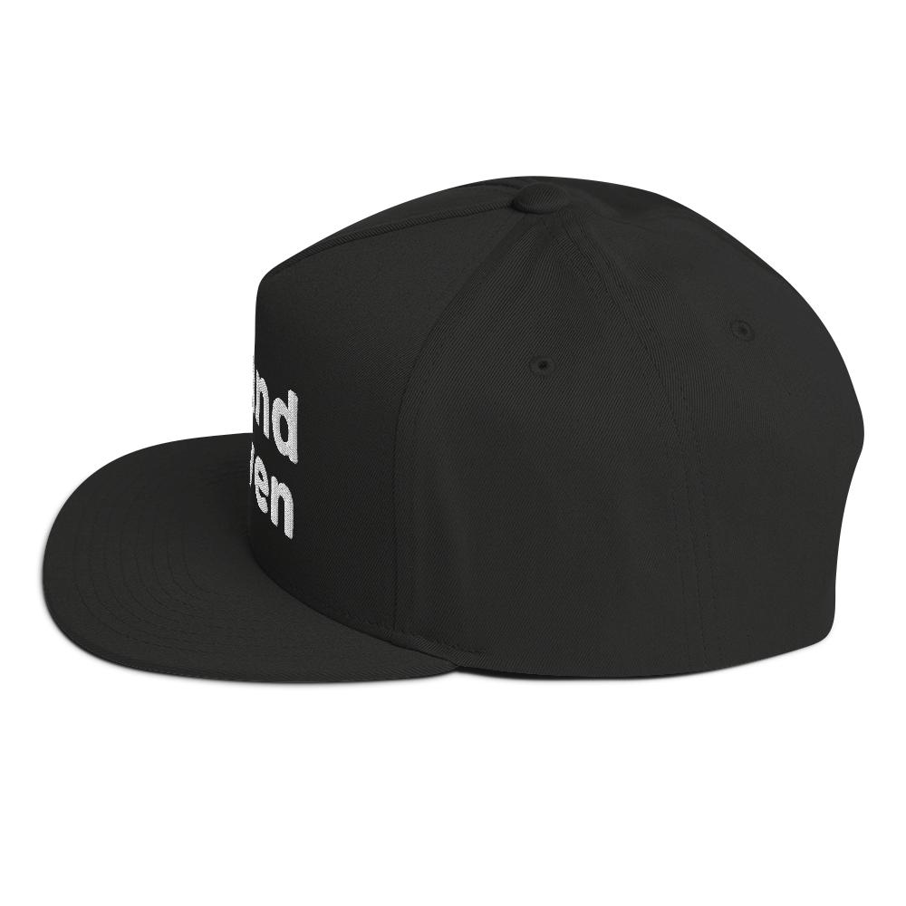 'Grand Haven' Flat Bill Snapback | White/Black Embroidery