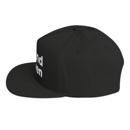 'Grand Haven' Flat Bill Snapback | White/Black Embroidery