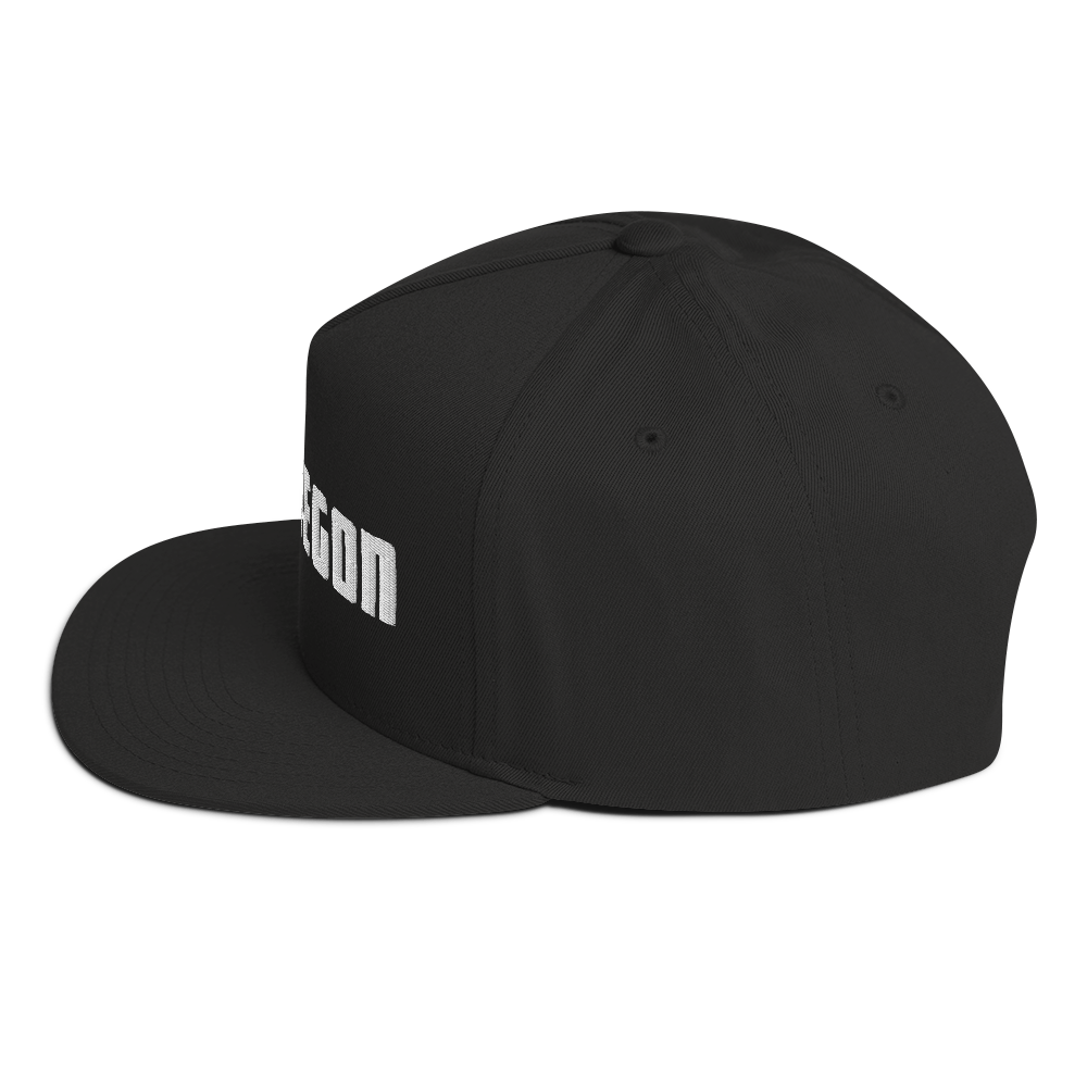 'Muskegon' Flat Bill Snapback | White/Black Embroidery