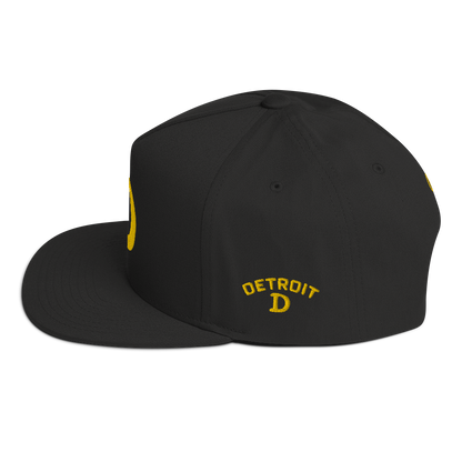 Detroit 'Old French D' Flat Bill Snapback (w/ Side Design) | Gold Embroidery