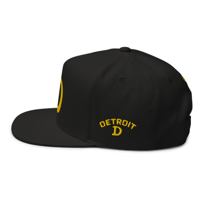 Detroit 'Old French D' Flat Bill Snapback (w/ Side Design) | Gold Embroidery