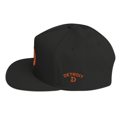 Detroit 'Old French D' Flat Bill Snapback (w/ Side Design) | Orange Embroidery