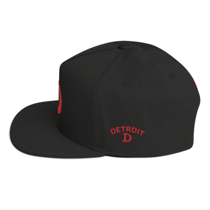 Detroit 'Old French D' Flat Bill Snapback (w/ Side Design) | Red Embroidery