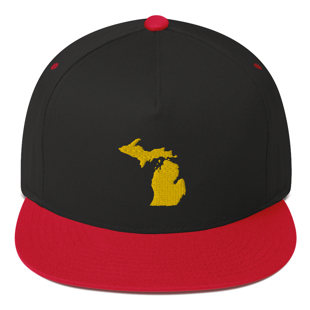 Michigan Outline Flat Bill Cap | Gold Embroidery - Circumspice Michigan