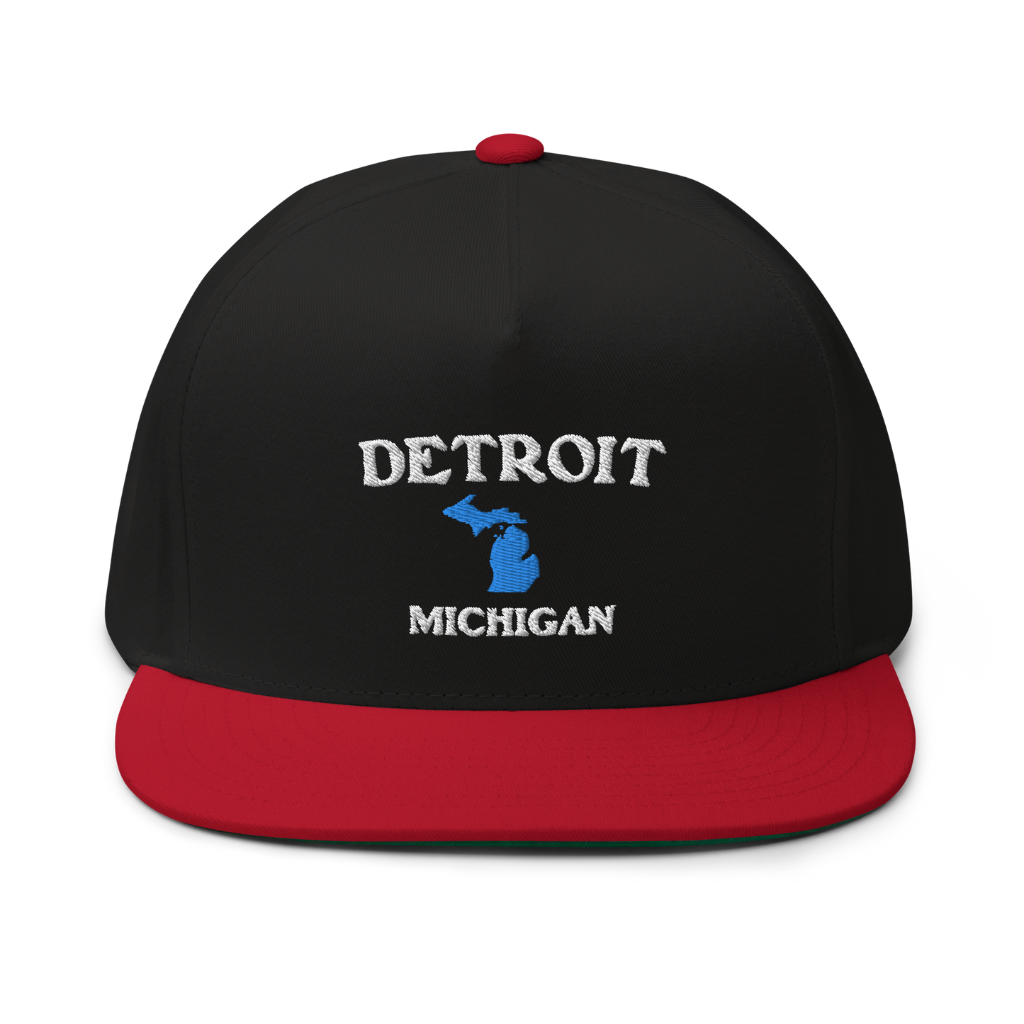 'Detroit Michigan' Flat Bill Snapback Cap (w/ Michigan Outline)