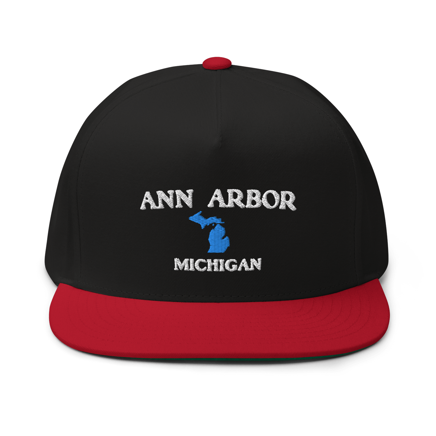 'Ann Arbor Michigan' Flat Bill Snapback Cap (w/ Michigan Outline)