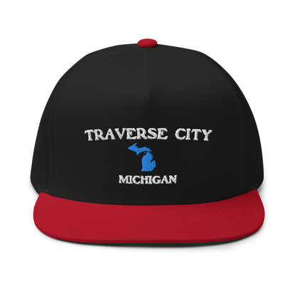 'Traverse City Michigan' Flat Bill Snapback (w/ Michigan Outline)