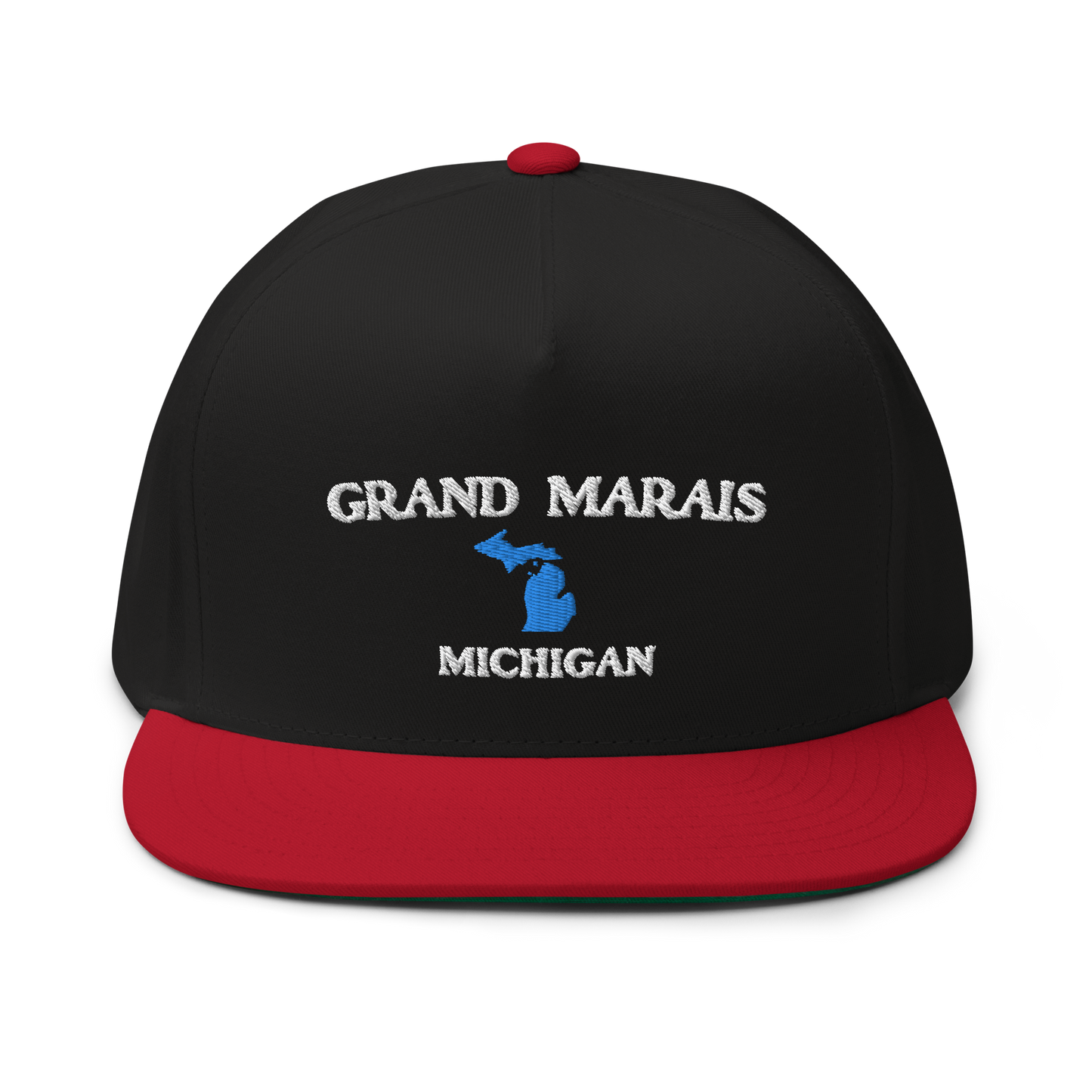 'Grand Marais Michigan' Flat Bill Snapback (w/ Michigan Outline)