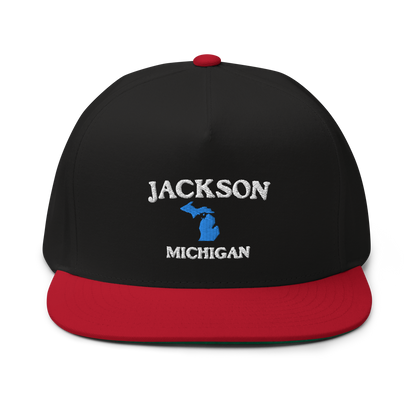 'Jackson Michigan' Flat Bill Snapback (w/ Michigan Outline)