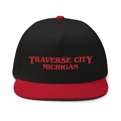 'Traverse City Michigan' Flat Bill Snapback (1980s Drama Parody)